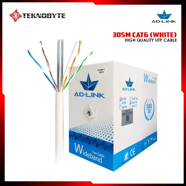 AD-LINK 305M CAT6E UTP Cable (0.5mm White) CCA