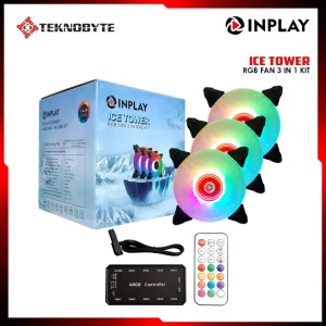 Inplay ICE TOWER DF12 3-In-1 ARGB Fan Kit | 3PCS 12CM Cooling Fan, with Remote Control & HUB